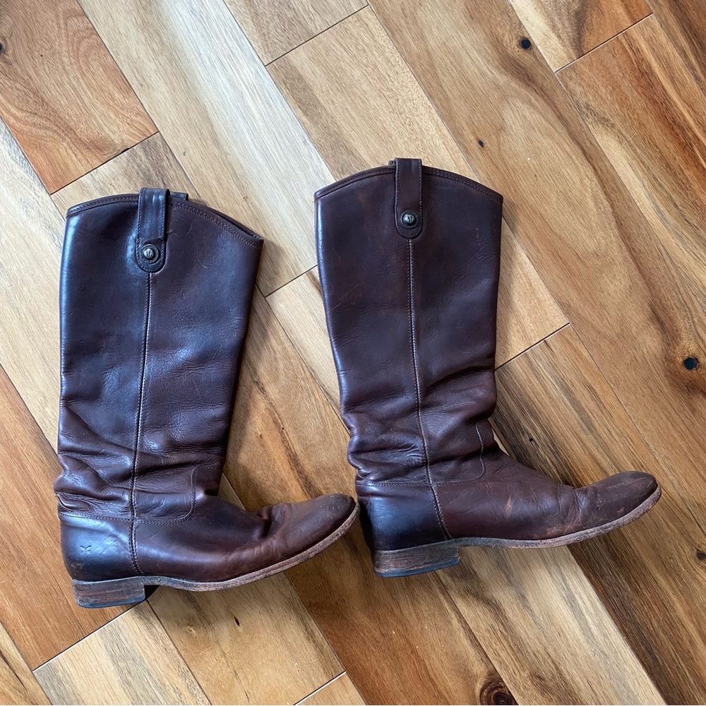 Frye Melissa Button brown tall riding boot